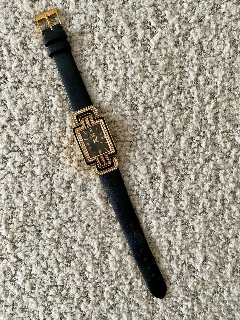 Disney Parks Art Deco Black and Gold Crystal Accent Ladies Watch